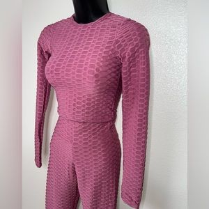 AQ Sports (2pc) honeycomb cooling pink athletic set